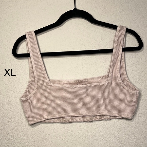 Onia By ANTHROPOLOGIE | Waffle Knit Bralette Bra Crop Women’s Taupe Tan Cream - Picture 6 of 16